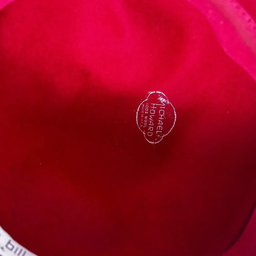 Vintage Joe Bill Miller Red Wool Cloche Hat Michael Howard Fur Pom Trim USA